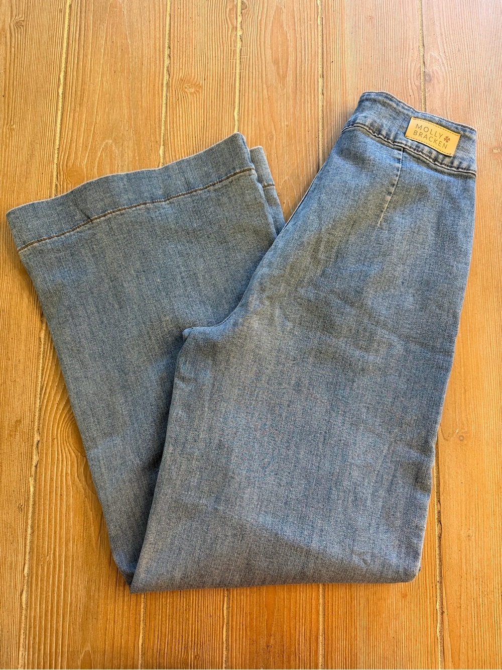Molly Bracken Medium Blue High-Rise Wide Leg Jeans